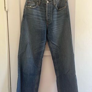 Reformation Cynthia Wideleg Jeans - Blue Wash